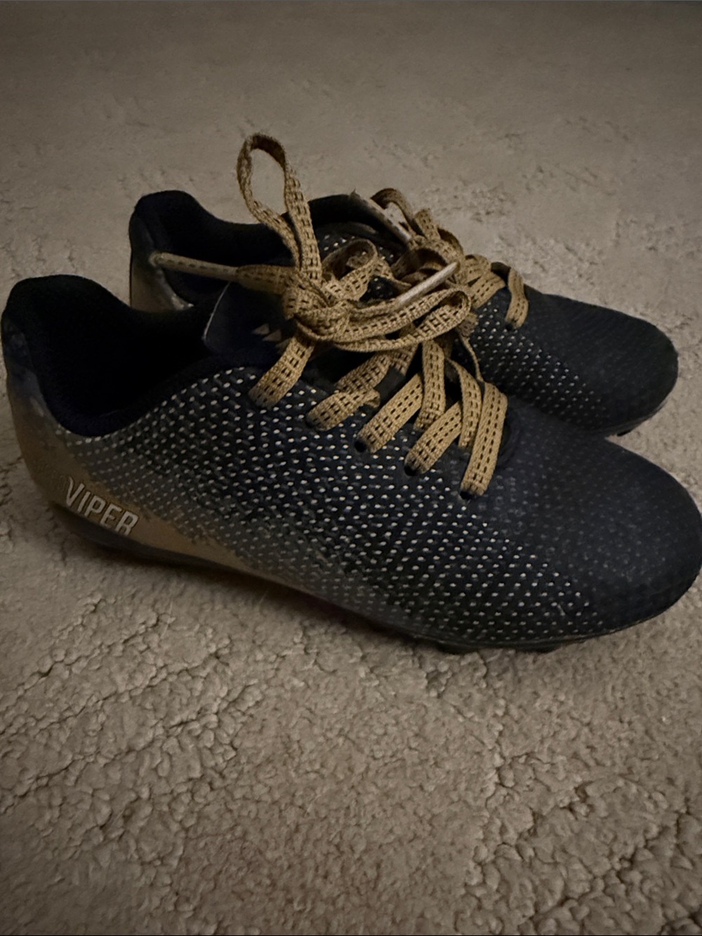 DSG Kids Black cleats with Tan Laces